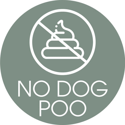 No Dog Poo Sage Background Circle Bin Sticker - New Signs