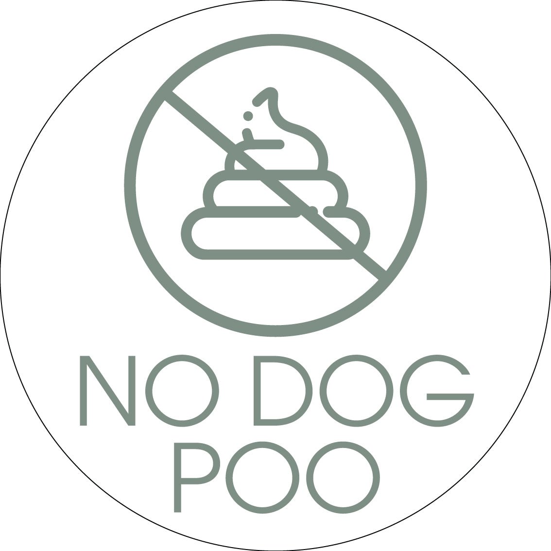 No Dog Poo Sage Circle Bin Sticker - New Signs