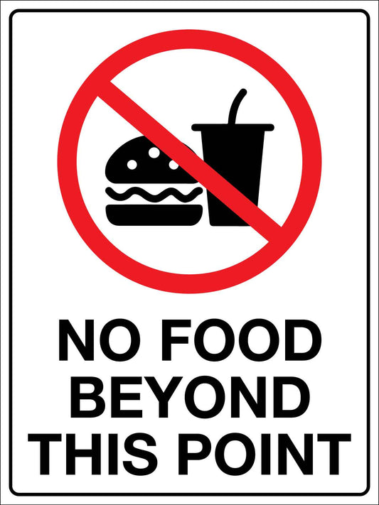 No Food Beyond This Point Sign - New Signs