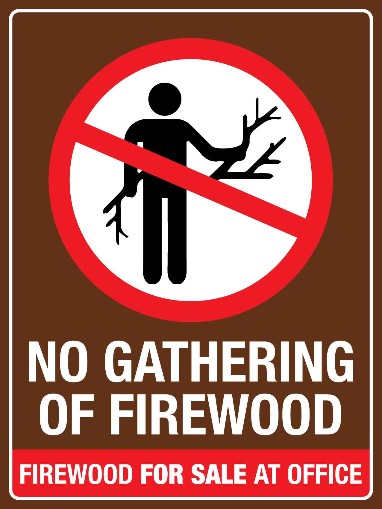 No Gathering Of Firewood Sign - New Signs