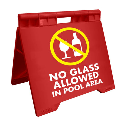 No Glass Allowed In Pool Area - Evarite A - Frame Sign - New Signs
