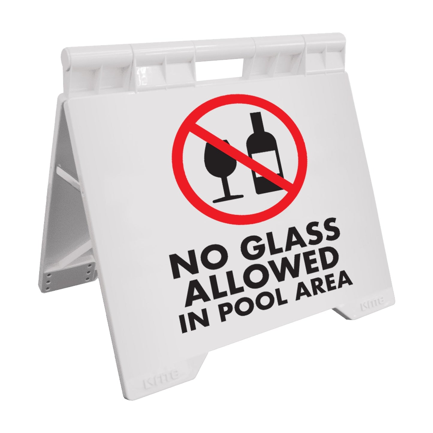 No Glass Allowed In Pool Area - Evarite A - Frame Sign - New Signs
