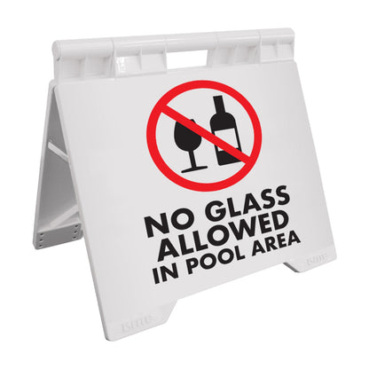 No Glass Allowed In Pool Area - Evarite A - Frame Sign - New Signs