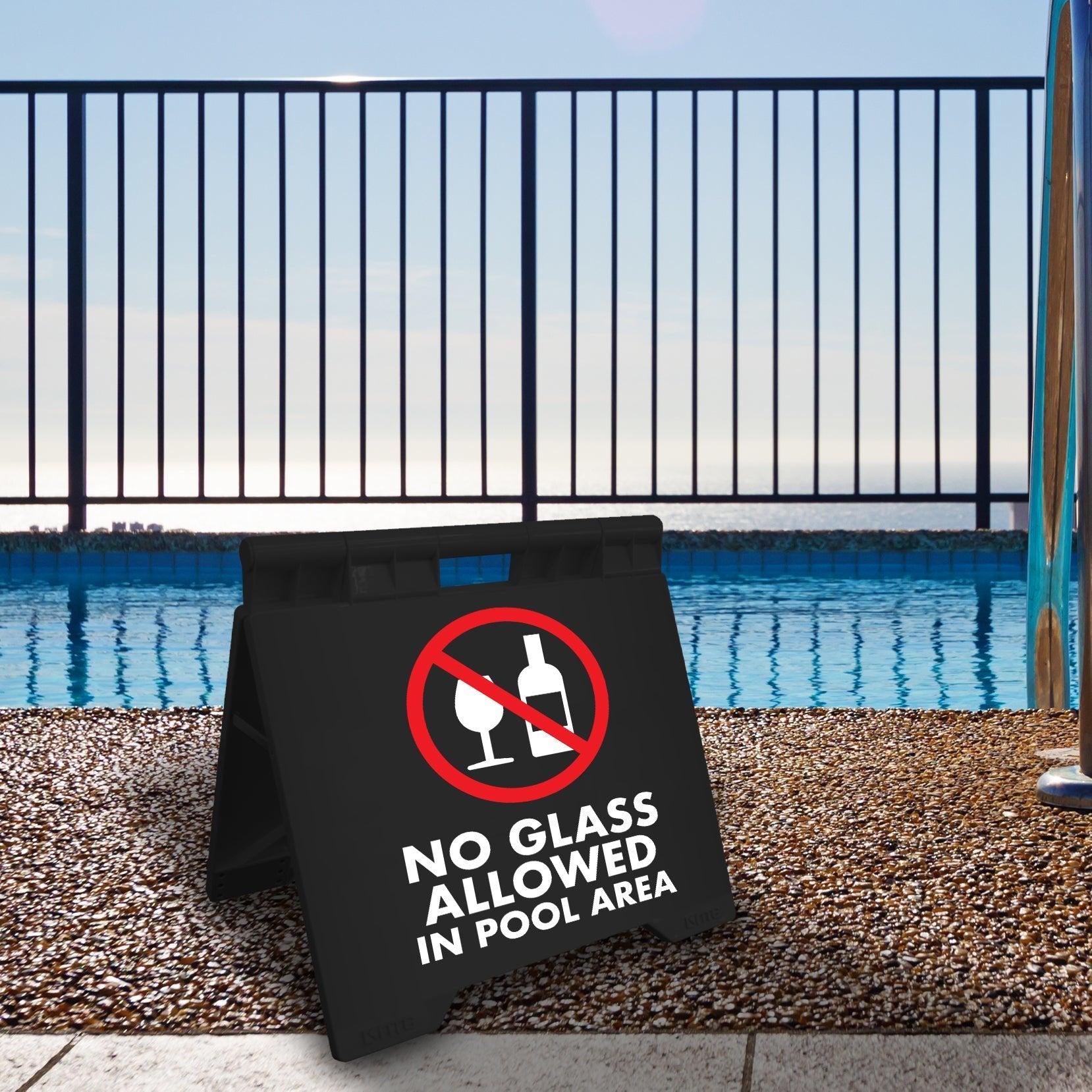 No Glass Allowed In Pool Area - Evarite A - Frame Sign - New Signs