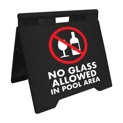 No Glass Allowed In Pool Area - Evarite A - Frame Sign - New Signs