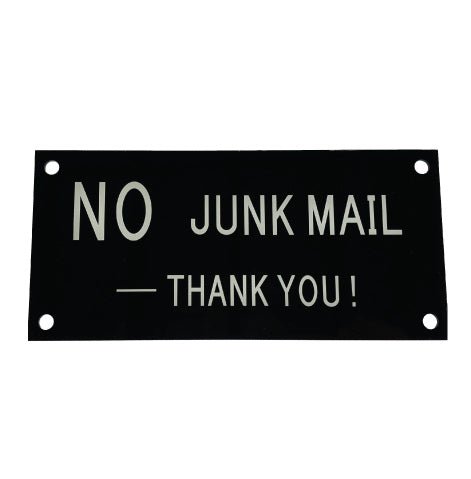 No Junk Mail Black Acrylic Sign - 140 x 65mm - New Signs