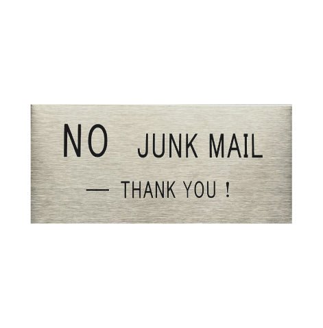 No Junk Mail Stainless Steel Sign - 140 x 65mm - New Signs