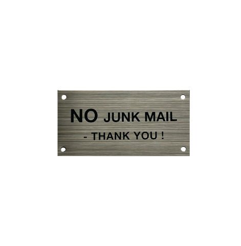 No Junk Mail Stainless Steel Sign - 95 x 47mm - New Signs