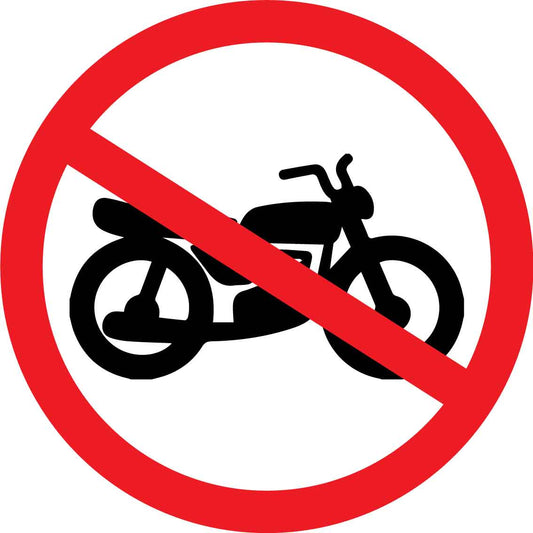 No Motorcycle Decal - New Signs