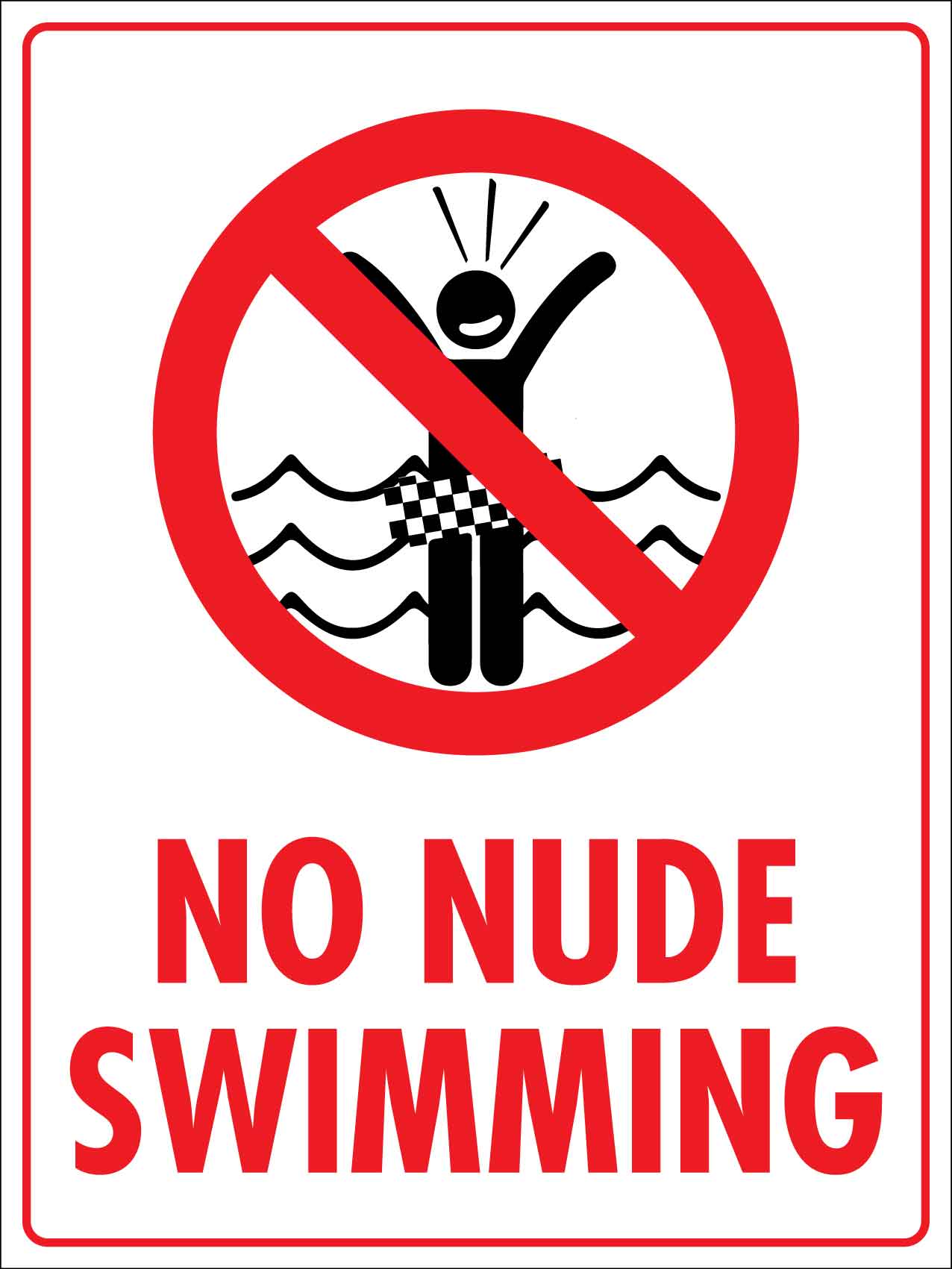 No Nude Swimming Sign - New Signs