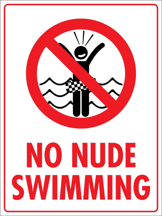 No Nude Swimming Sign - New Signs