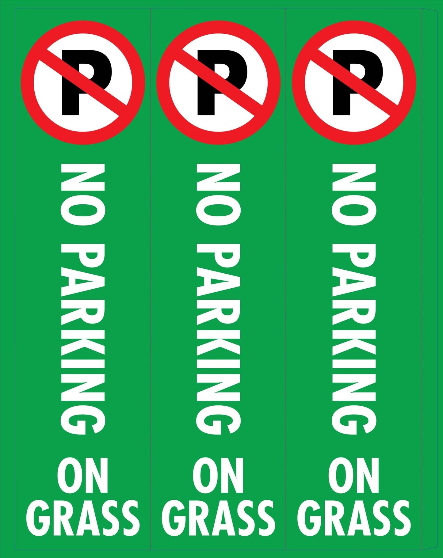 No Parking On Grass - Corflute Bollard Cover - New Signs