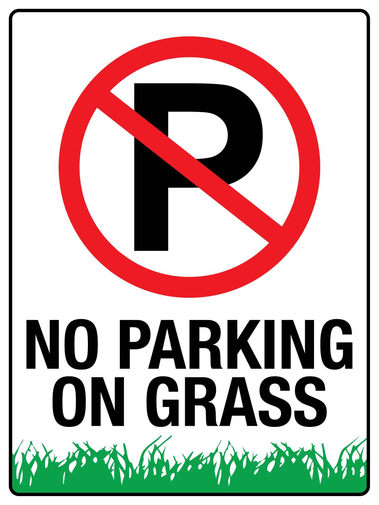 No Parking On Grass Icon Sign - New Signs