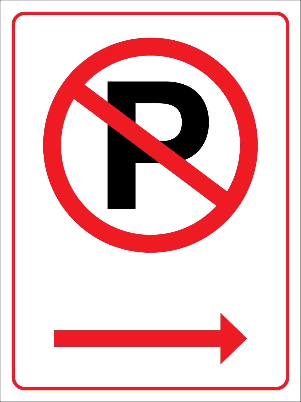 No Parking Right Arrow Symbol Only Sign - New Signs