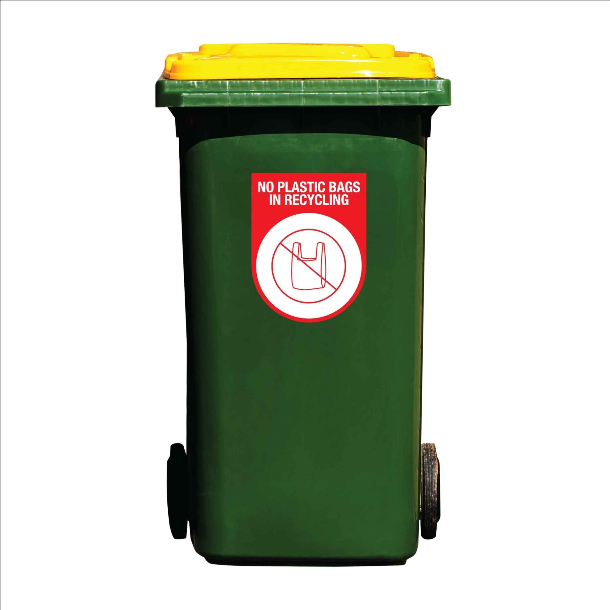 No Plastic Bags Arch Wheelie Bin Stickers - New Signs