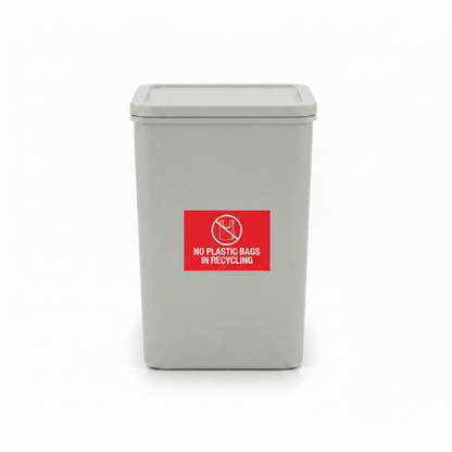 No Plastic Bags In Recycling Bin Sticker - New Signs