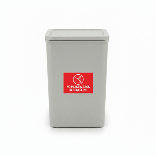 No Plastic Bags In Recycling Bin Sticker - New Signs