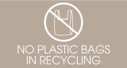 No Plastic Bags in Recycling Fawn Background Bin Sticker - New Signs