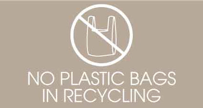 No Plastic Bags in Recycling Fawn Background Bin Sticker - New Signs