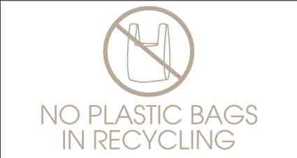 No Plastic Bags in Recycling Fawn Bin Sticker - New Signs