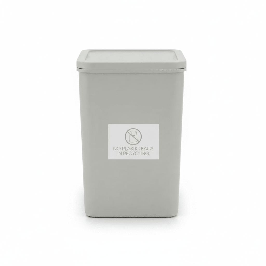 No Plastic Bags in Recycling Fawn Bin Sticker - New Signs