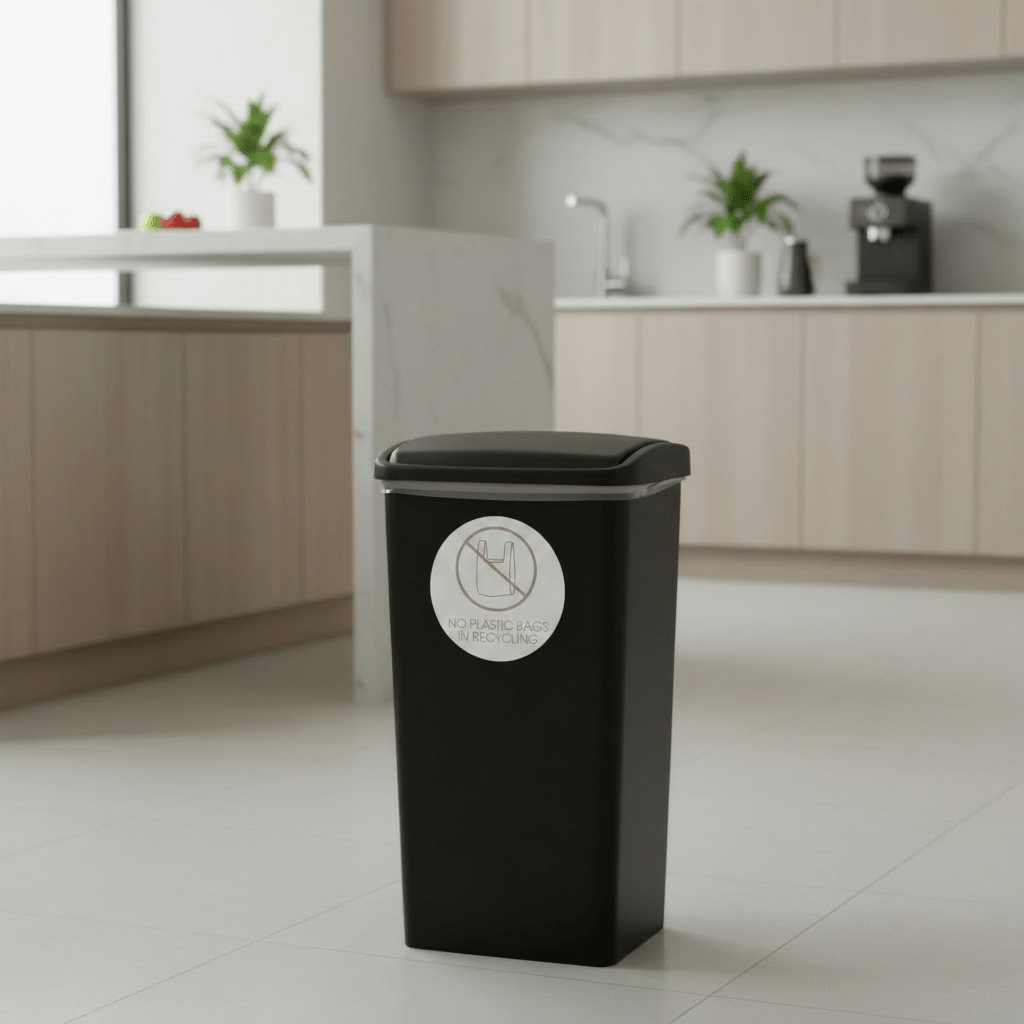 No Plastic Bags in Recycling Fawn Circle Bin Sticker - New Signs