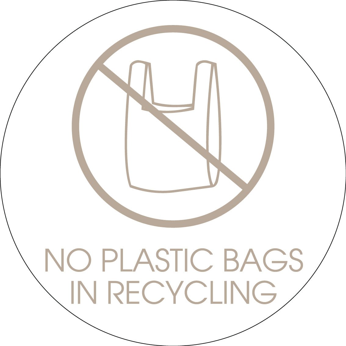 No Plastic Bags in Recycling Fawn Circle Bin Sticker - New Signs