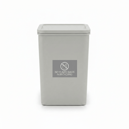 No Plastic Bags in Recycling Grey Background Bin Sticker - New Signs