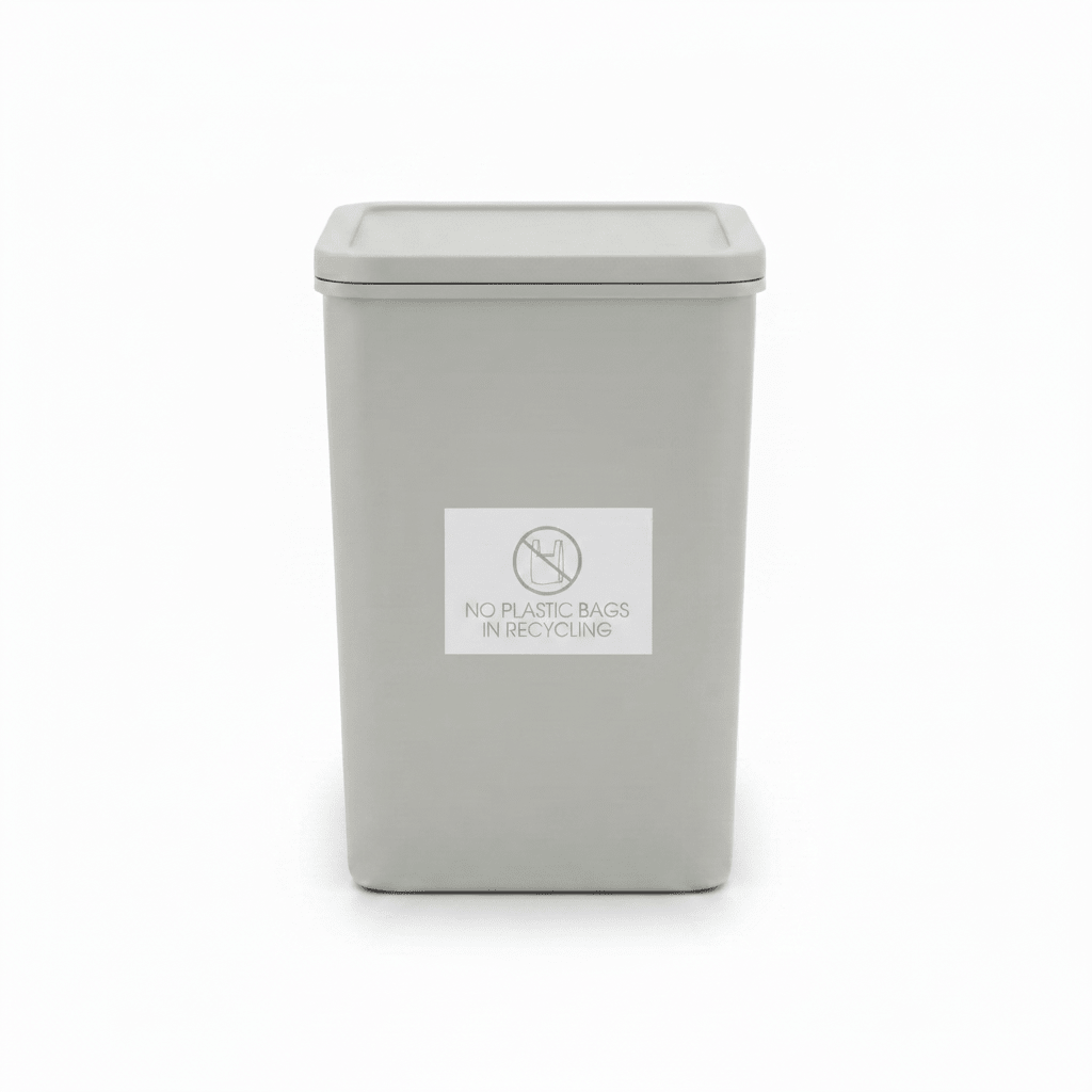 No Plastic Bags in Recycling Grey Bin Sticker - New Signs