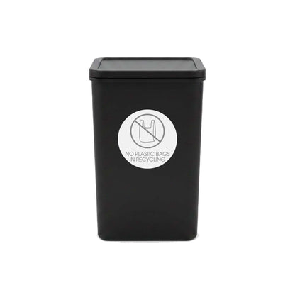 No Plastic Bags in Recycling Grey Circle Bin Sticker - New Signs
