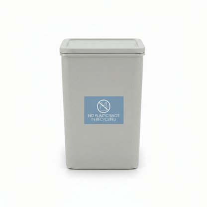 No Plastic Bags in Recycling Ocean Background Bin Sticker - New Signs