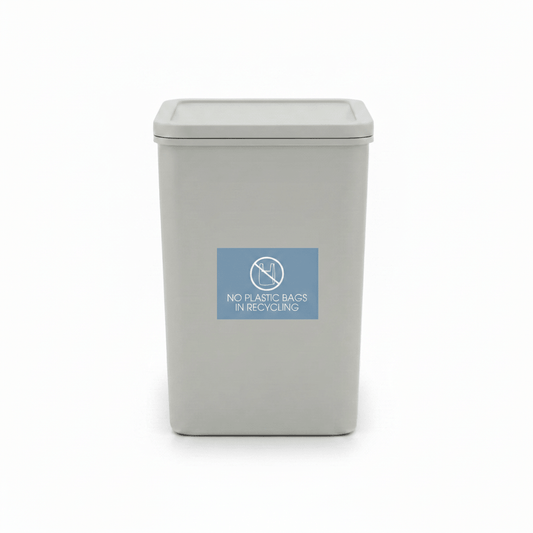 No Plastic Bags in Recycling Ocean Background Bin Sticker - New Signs