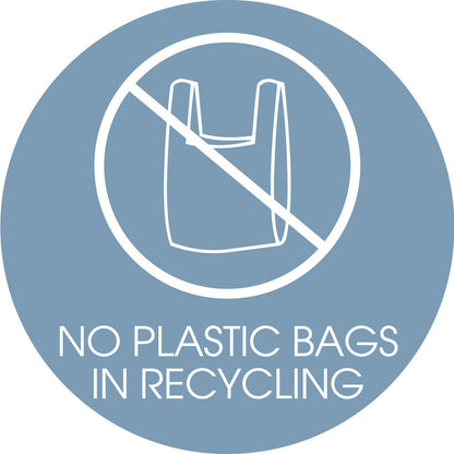 No Plastic Bags in Recycling Ocean Background Circle Bin Sticker - New Signs
