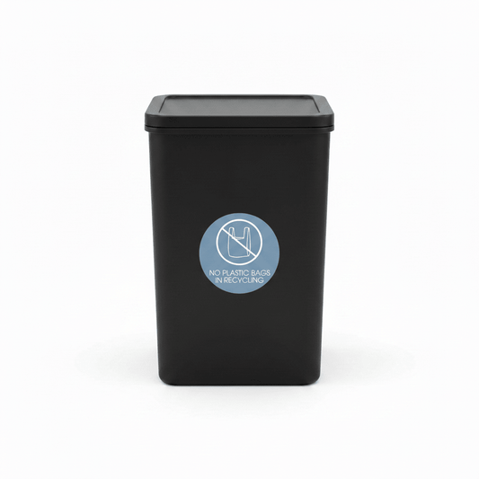 No Plastic Bags in Recycling Ocean Background Circle Bin Sticker - New Signs