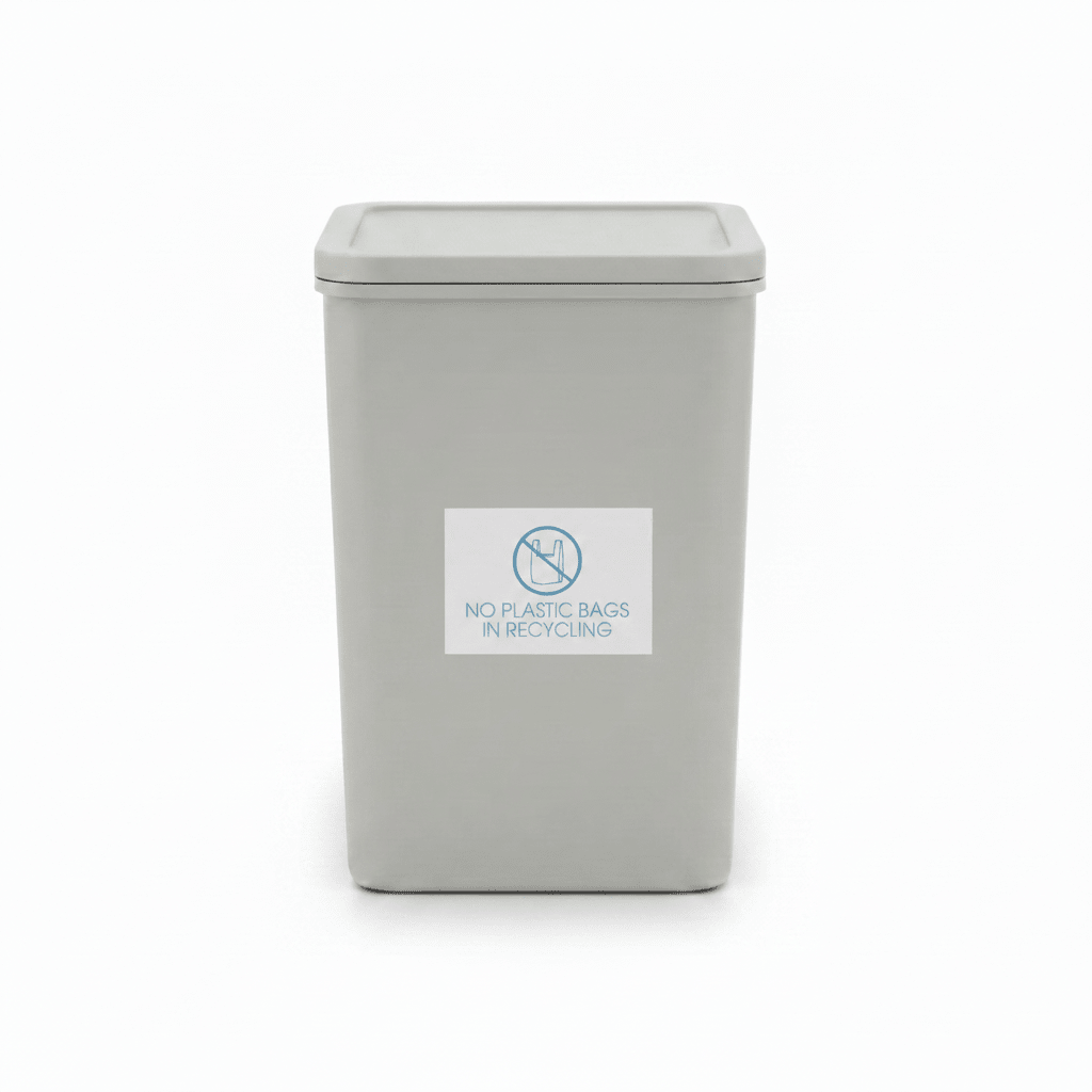 No Plastic Bags in Recycling Ocean Bin Sticker - New Signs