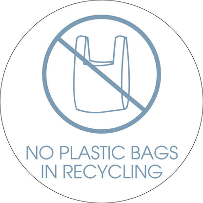 No Plastic Bags in Recycling Ocean Circle Bin Sticker - New Signs