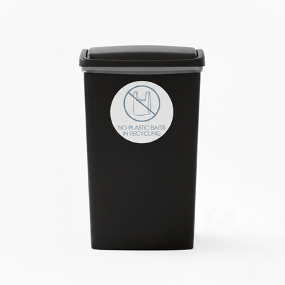 No Plastic Bags in Recycling Ocean Circle Bin Sticker - New Signs