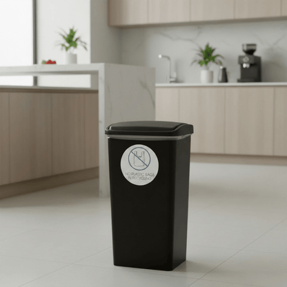 No Plastic Bags in Recycling Ocean Circle Bin Sticker - New Signs