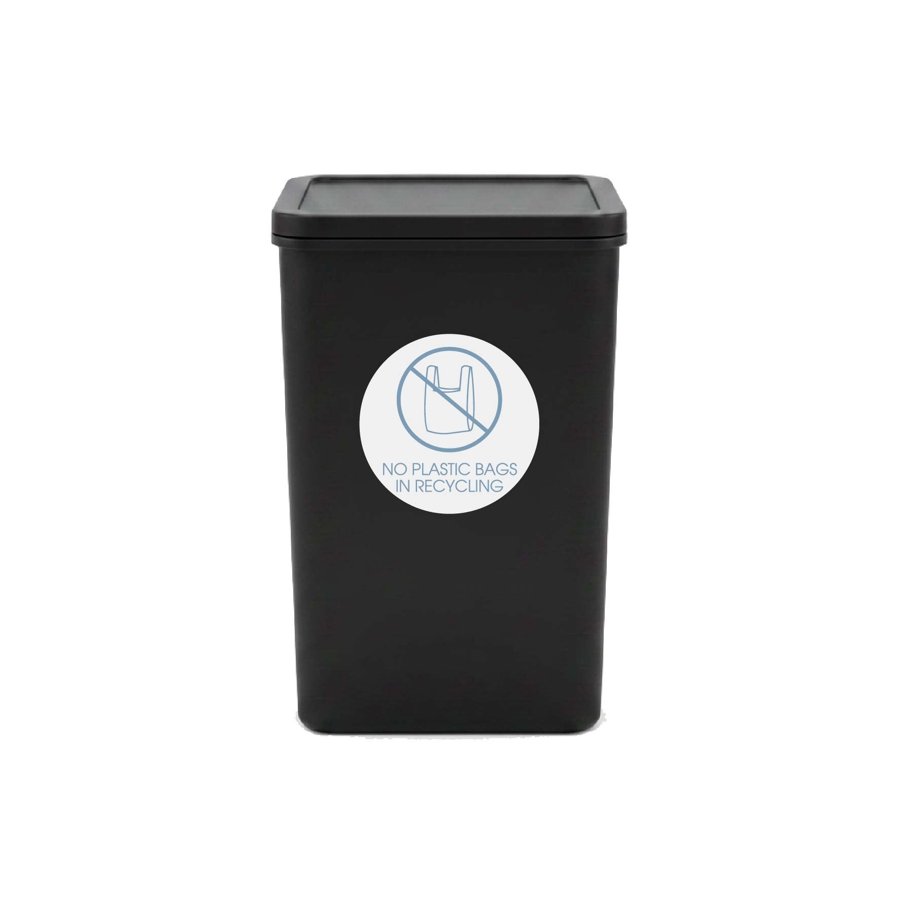 No Plastic Bags in Recycling Ocean Circle Bin Sticker - New Signs