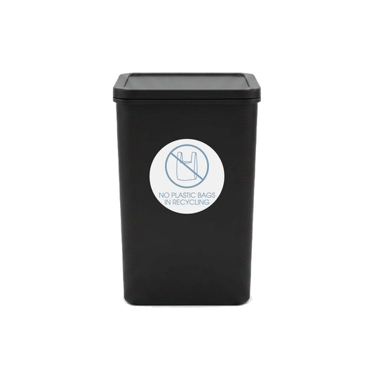No Plastic Bags in Recycling Ocean Circle Bin Sticker - New Signs