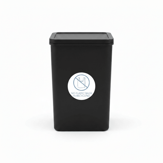 No Plastic Bags in Recycling Ocean Circle Bin Sticker - New Signs