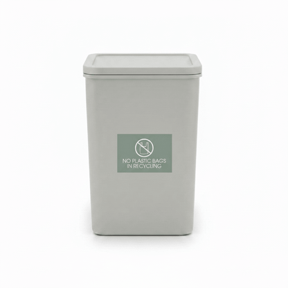 No Plastic Bags in Recycling Sage Background Bin Sticker - New Signs