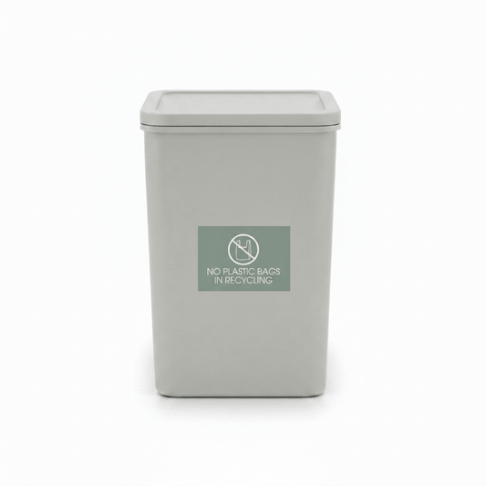 No Plastic Bags in Recycling Sage Background Bin Sticker - New Signs