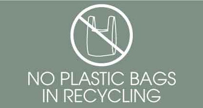 No Plastic Bags in Recycling Sage Background Bin Sticker - New Signs