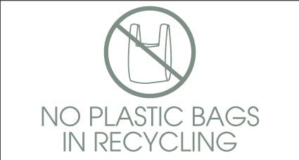 No Plastic Bags in Recycling Sage Bin Sticker - New Signs