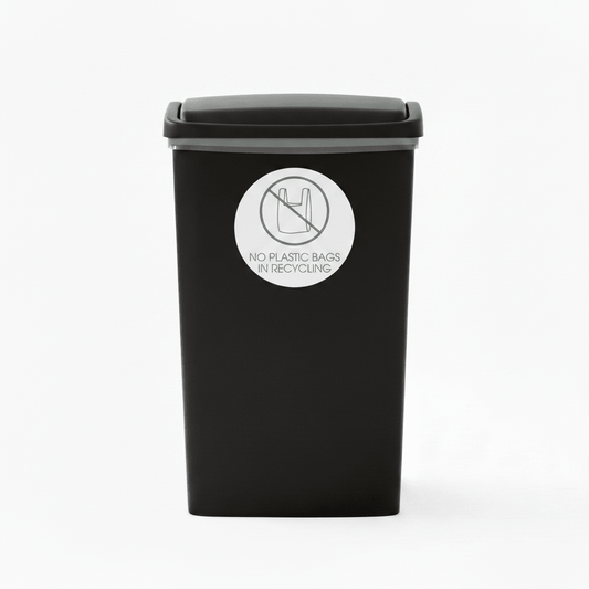 No Plastic Bags in Recycling Sage Circle Bin Sticker - New Signs