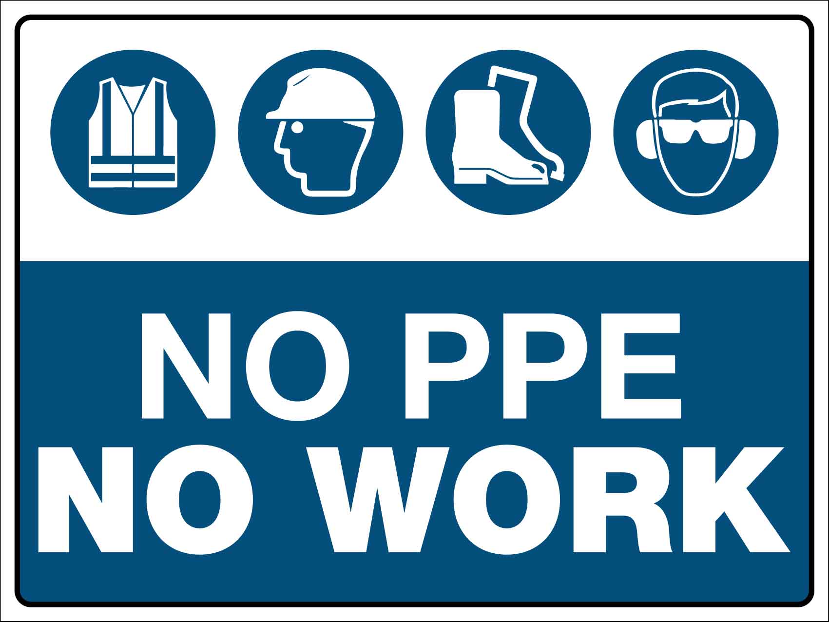 No PPE No Work Sign - New Signs