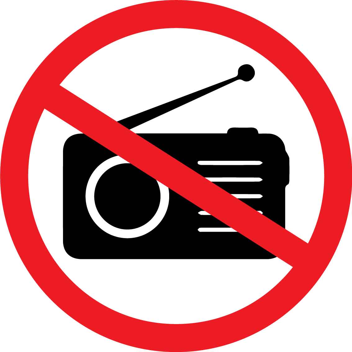 No Radios Decal - New Signs
