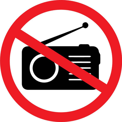 No Radios Decal - New Signs