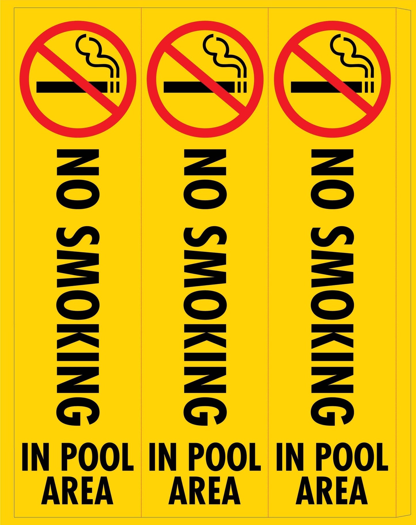 No Smoking In Pool Area - Corflute Bollard Cover - New Signs